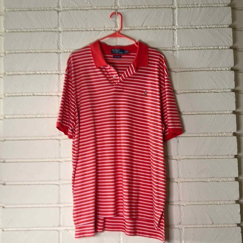 Ralph Lauren Polo Orange w/White Stripes. XXL‎
